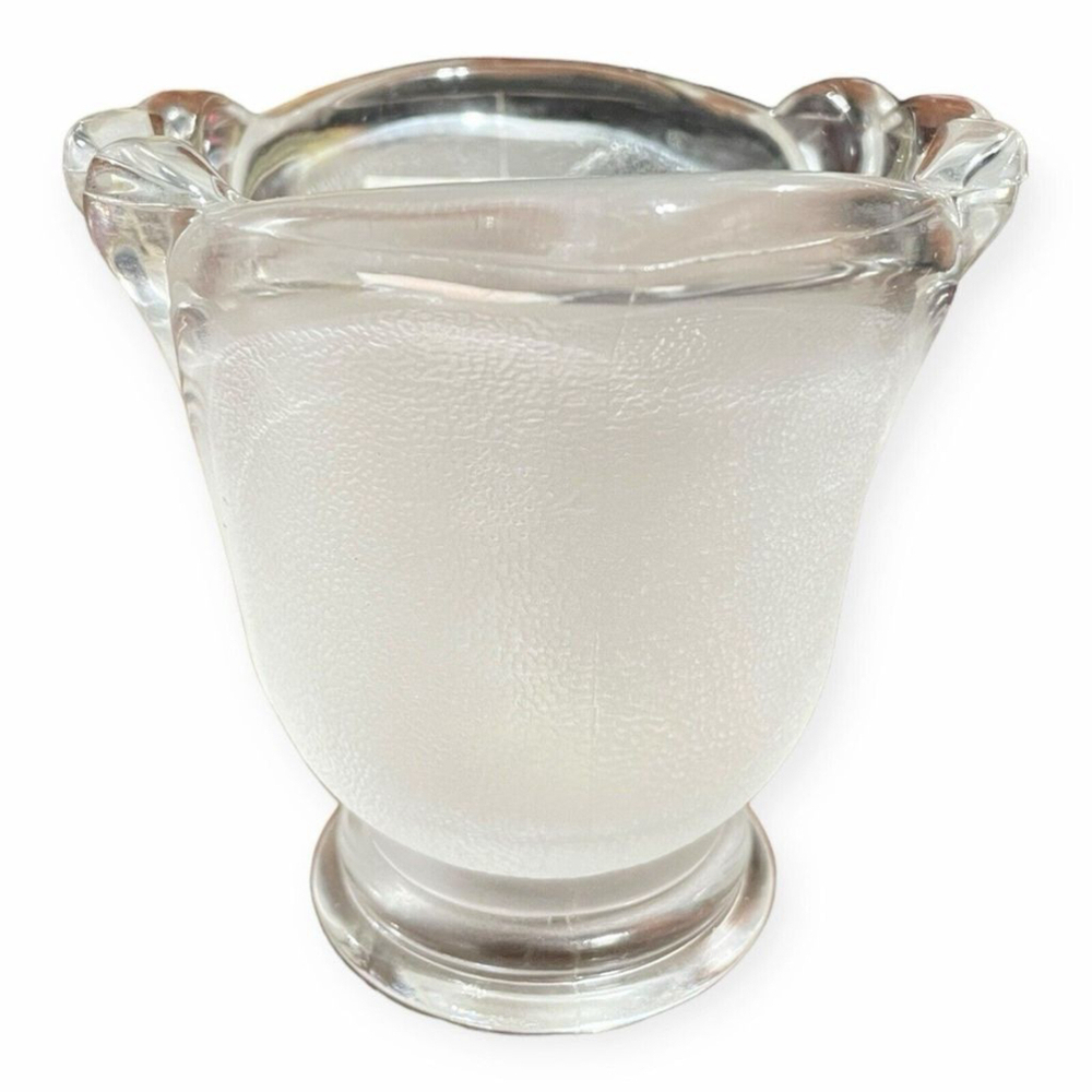 Indonesian Crystal Clear Frosted Tulip Fan Design Votive Candle Holder Vintage - Picture 7 of 13